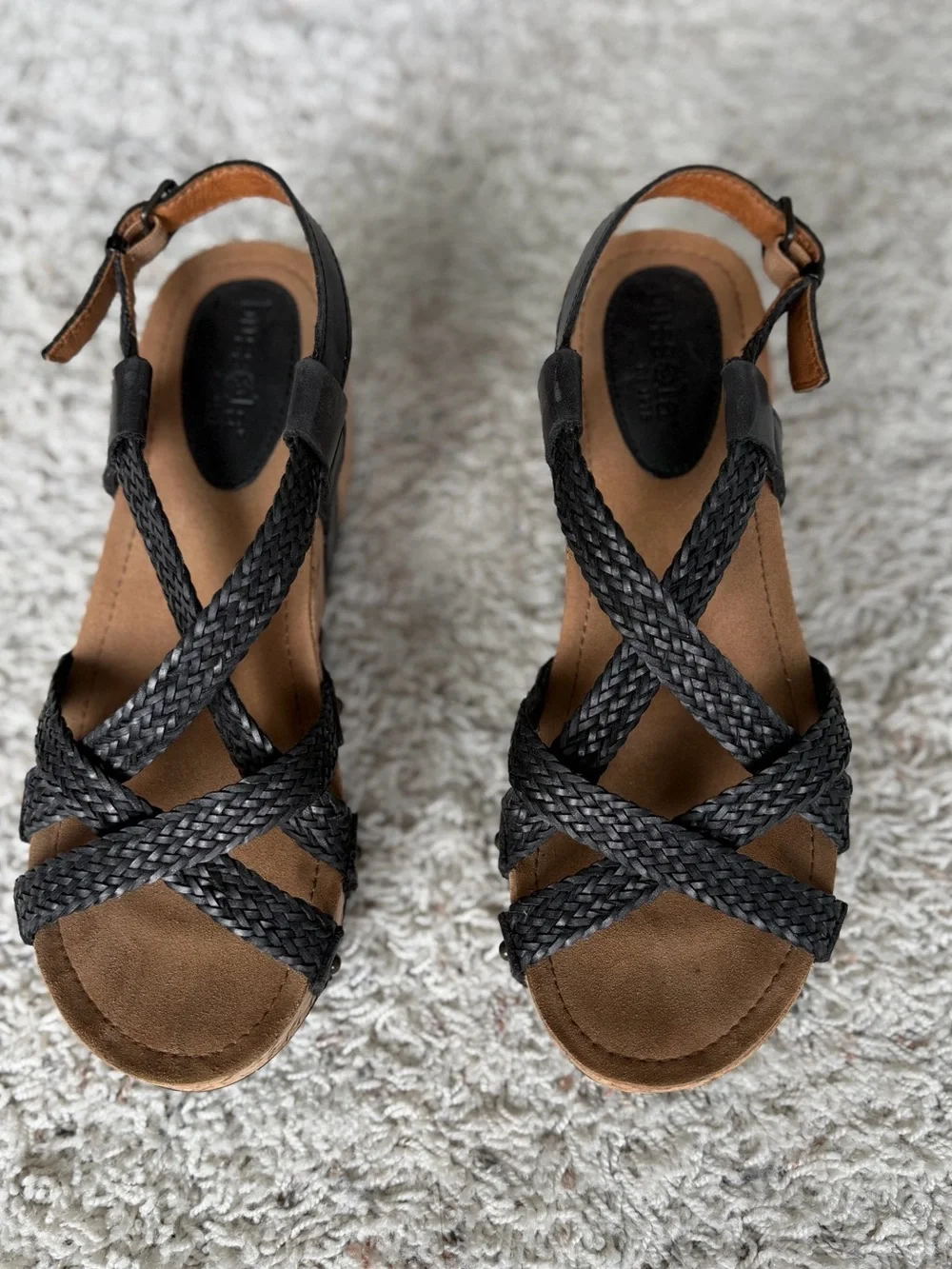 bussola Woven Strappy Slingback Sandals - Black